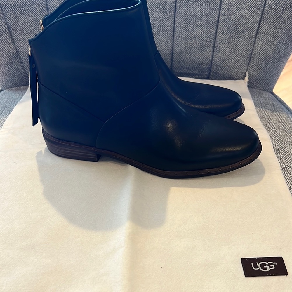 New, never worn black leather UGG boot